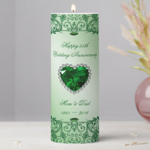 Emerald 55th Wedding Anniversary Pillar Candle