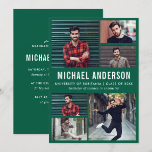 Emerald   6 Photo Chalkboard Graduation Party Invitation