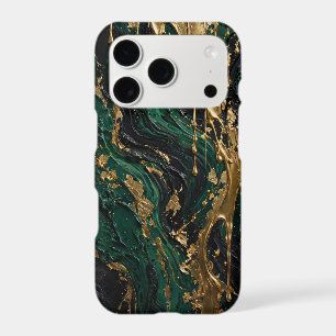 Emerald Abyss - Luxury Green Black and Gold Liquid iPhone 17 Pro Case