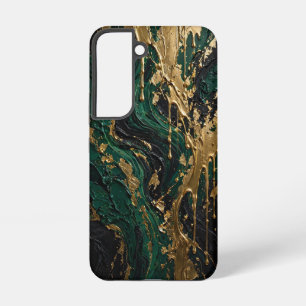 Emerald Abyss - Luxury Green Black and Gold Liquid Samsung Galaxy S22 Case