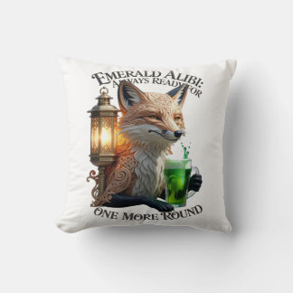 Emerald Alibi Fox Graphic Tee Throw Pillow