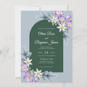 Emerald Amethyst Bloom Wedding Invitation