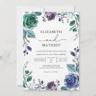 Emerald & Amethyst Botanical Arch Wedding Invitation
