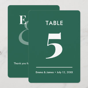 Emerald Ampersand Wedding Table Number
