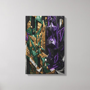 Emerald and Amethyst Cubist Deities 3D Luxury Mosa Canvas Print