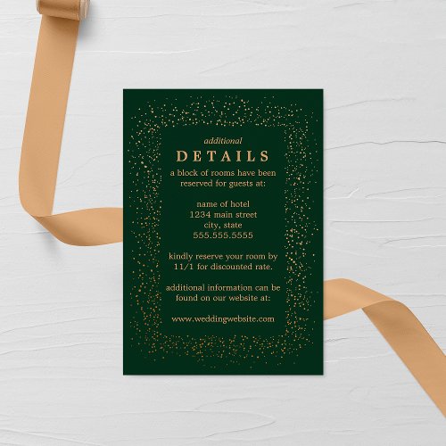 Emerald and Bronze Confetti Brusts Wedding Enclosure Card