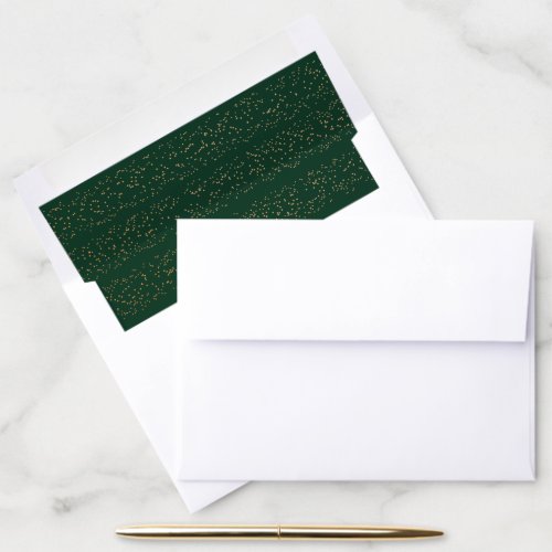 Emerald and Bronze Confetti Bursts Wedding Envelope Liner
