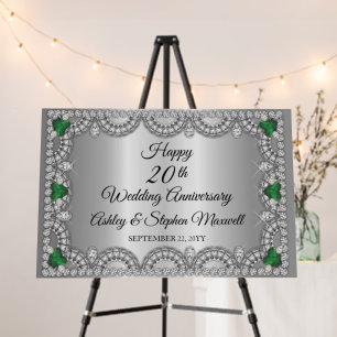 Emerald and Diamond 20th Wedding Anniversary Party Foam Board