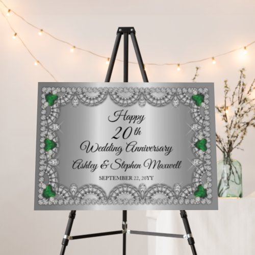 Emerald and Diamond 20th Wedding Anniversary Party Foam Board