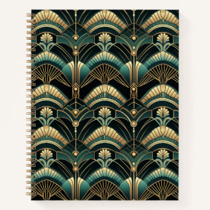 Emerald and Gold 1920s Art Deco Themed Notebook