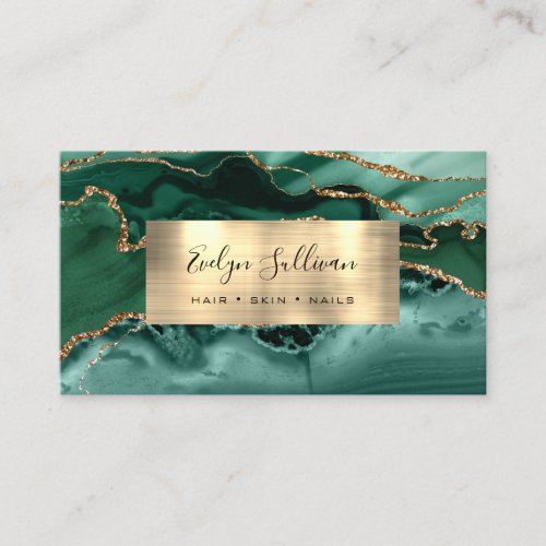 Emerald and Gold Agate Business Card