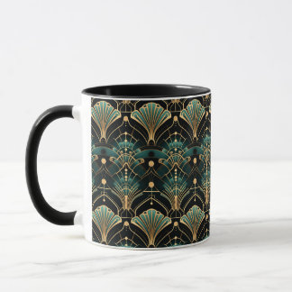 Emerald and Gold Art Deco-inspired Fan Mug