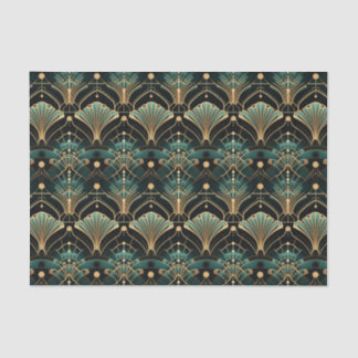 Emerald and Gold Art Deco-inspired Fan Tissue Paper