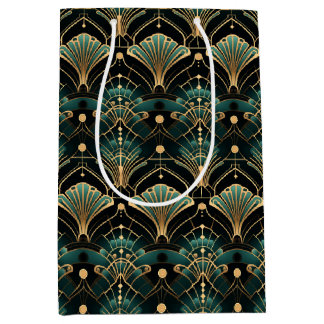 Emerald and Gold Art Deco-inspired Medium Gift Bag