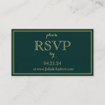 Emerald and Gold Art Deco RSVP Enclosure Card