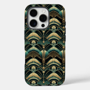 Emerald and Gold Art Deco Themed iPhone 16 Pro Case