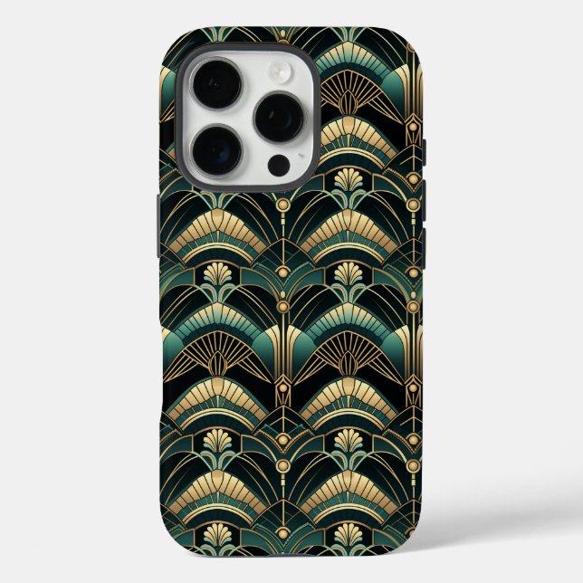 Emerald and Gold Art Deco Themed Case-Mate iPhone Case (Back)