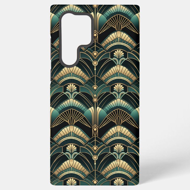 Emerald and Gold Art Deco Themed Samsung Galaxy Case (Back)