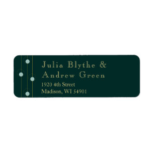 Emerald and Gold Art Deco Wedding Return Labels