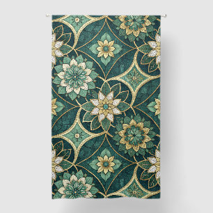 Emerald and Gold Floral Mandala - Ornamental Blackout Curtains