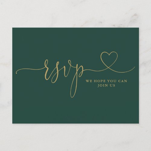 Emerald And Gold Heart Script Song Request  Invitation Postcard