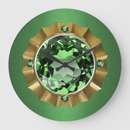 Emerald and Gold Large Clock