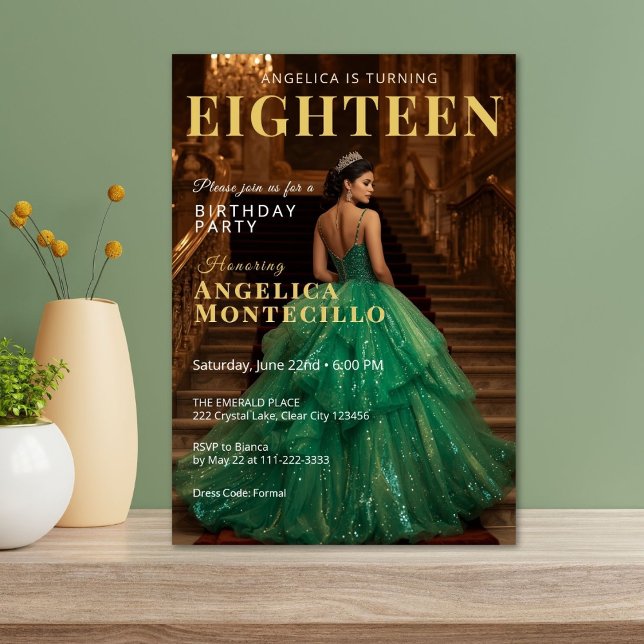 Emerald and Gold Magazine Inspired Invitation (Creator Uploaded)