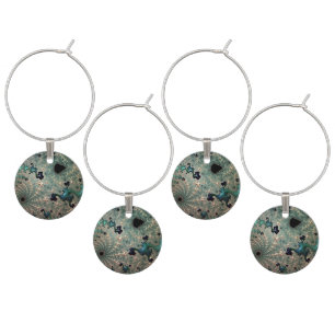 Emerald and Gold Mandelbrot Wine Charms