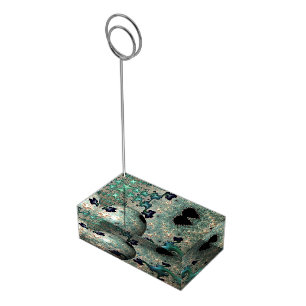 Emerald and Gold Mandelbrot with Sphere Place Card Holder