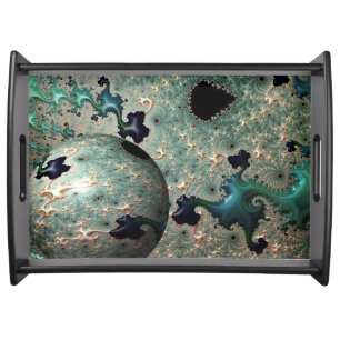 Emerald and Gold Mandelbrot with Sphere Serving Tray