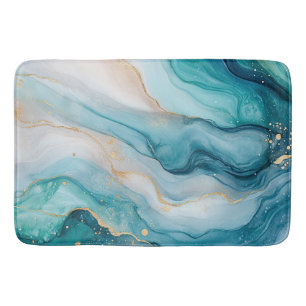 Emerald and Gold Marble Elegance Bath Mat