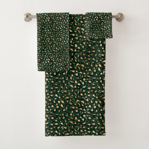 Emerald and Gold Safari Series Design 1 Bath Towel Set