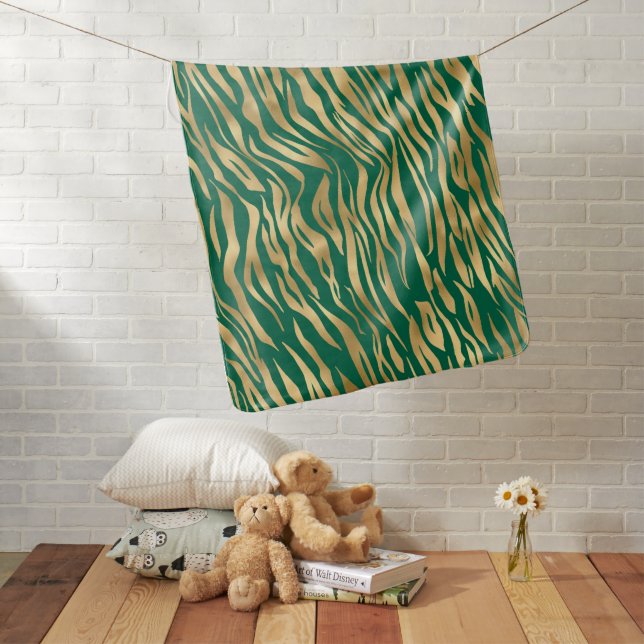 Emerald and Gold Safari Series Design 2 Baby Blanket (In Situ)