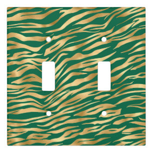 Emerald and Gold Safari Series Design 2 Light Switch Cover