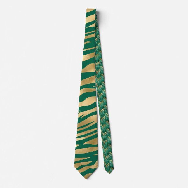 Emerald and Gold Safari Series Design 2 Neck Tie (Front)