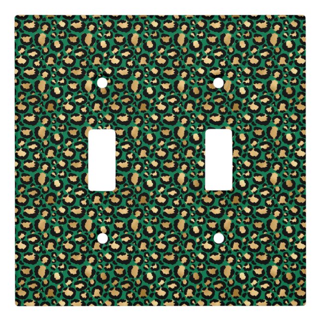 Emerald and Gold Safari Series Design 3 Light Switch Cover (Front)