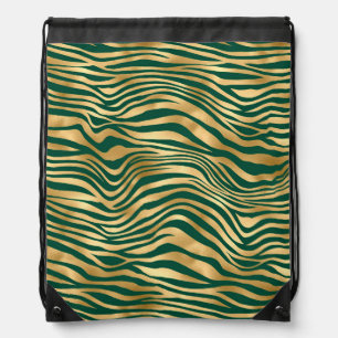 Emerald and Gold Safari Series Design 4 Drawstring Bag