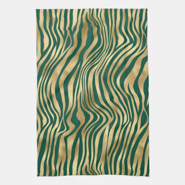 Emerald and Gold Safari Series Design 4 Kitchen Towel (Vertical)