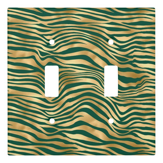 Emerald and Gold Safari Series Design 4 Light Switch Cover (Front)