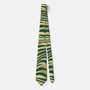 Emerald and Gold Safari Series Design 4 Neck Tie