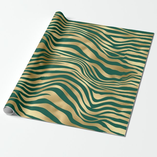 Emerald and Gold Safari Series Design 4 Wrapping Paper (Unrolled)