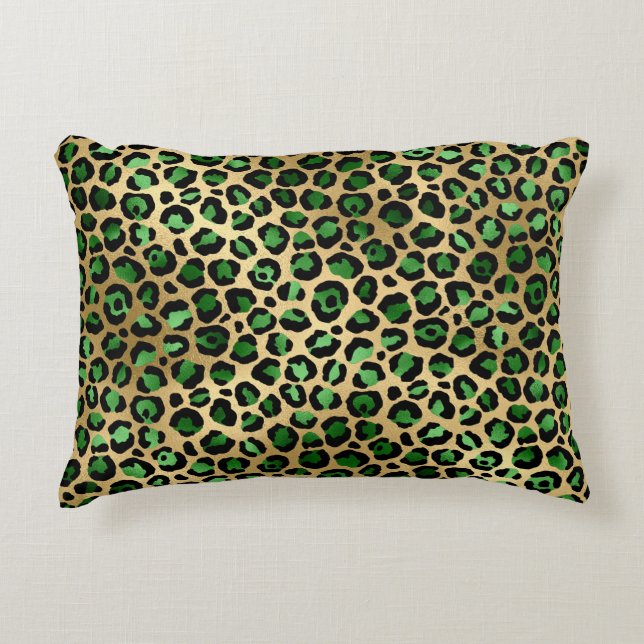 Emerald and Gold Safari Series Design 8 Accent Pillow (Front)