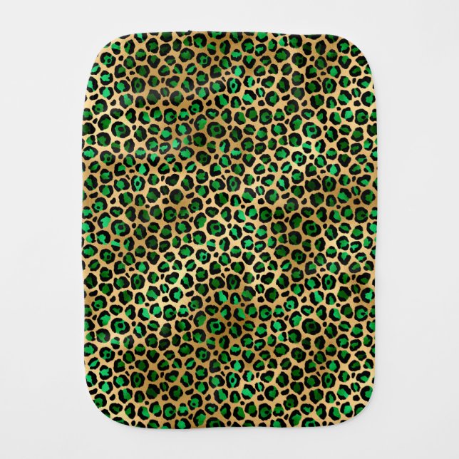 Emerald and Gold Safari Series Design 8 Baby Burp Cloth (Front)