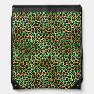 Emerald and Gold Safari Series Design 8 Drawstring Bag