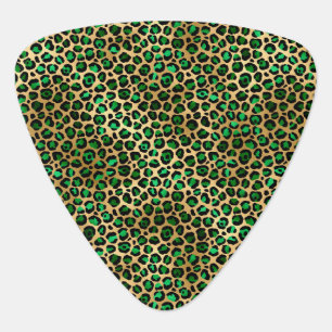 Emerald and Gold Safari Series Design 8 Guitar Pick
