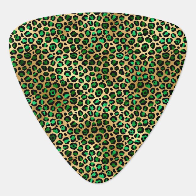 Emerald and Gold Safari Series Design 8 Guitar Pick (Front)