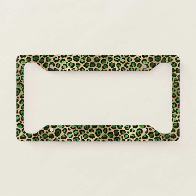 Emerald and Gold Safari Series Design 8 License Plate Frame (Front)