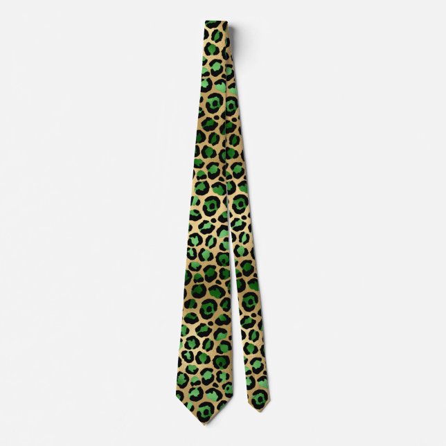 Emerald and Gold Safari Series Design 8 Neck Tie (Front)