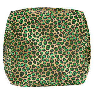Emerald and Gold Safari Series Design 8  Pouf