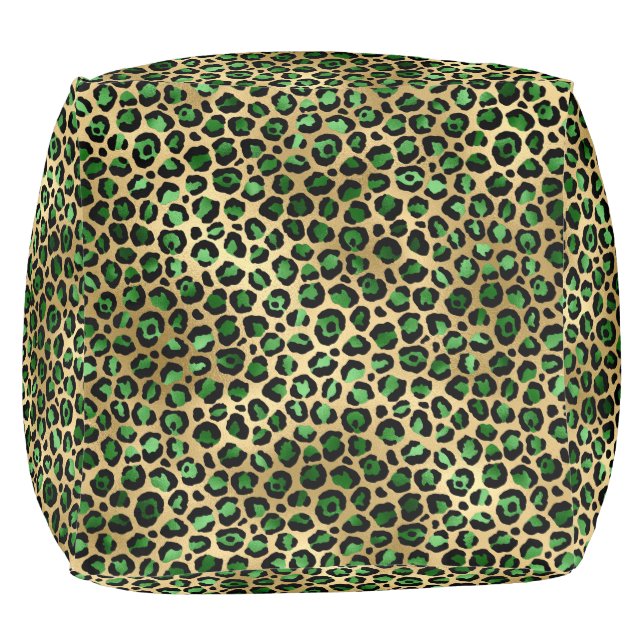 Emerald and Gold Safari Series Design 8  Pouf (Bottom)